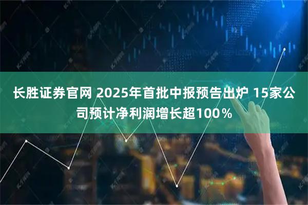 长胜证券官网 2025年首批中报预告出炉 15家公司预计净利润增长超100％